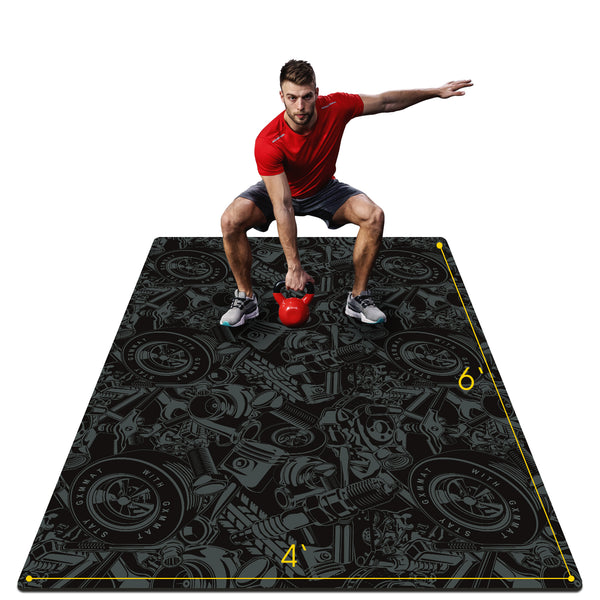 Extra Large Exercise Mat for Home Workout 96 x 54 inch, Mats Black
