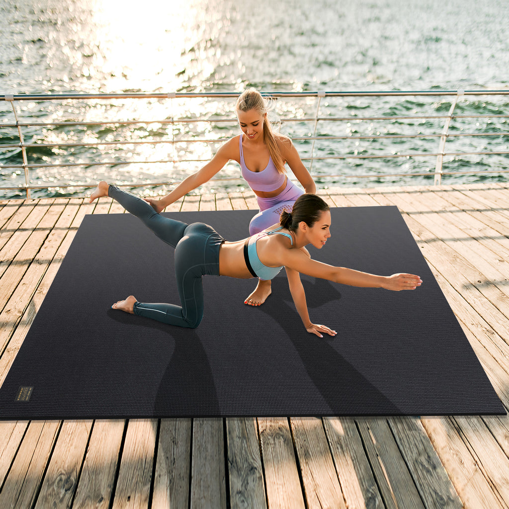 Large Yoga Mat with barefoot 6'x6